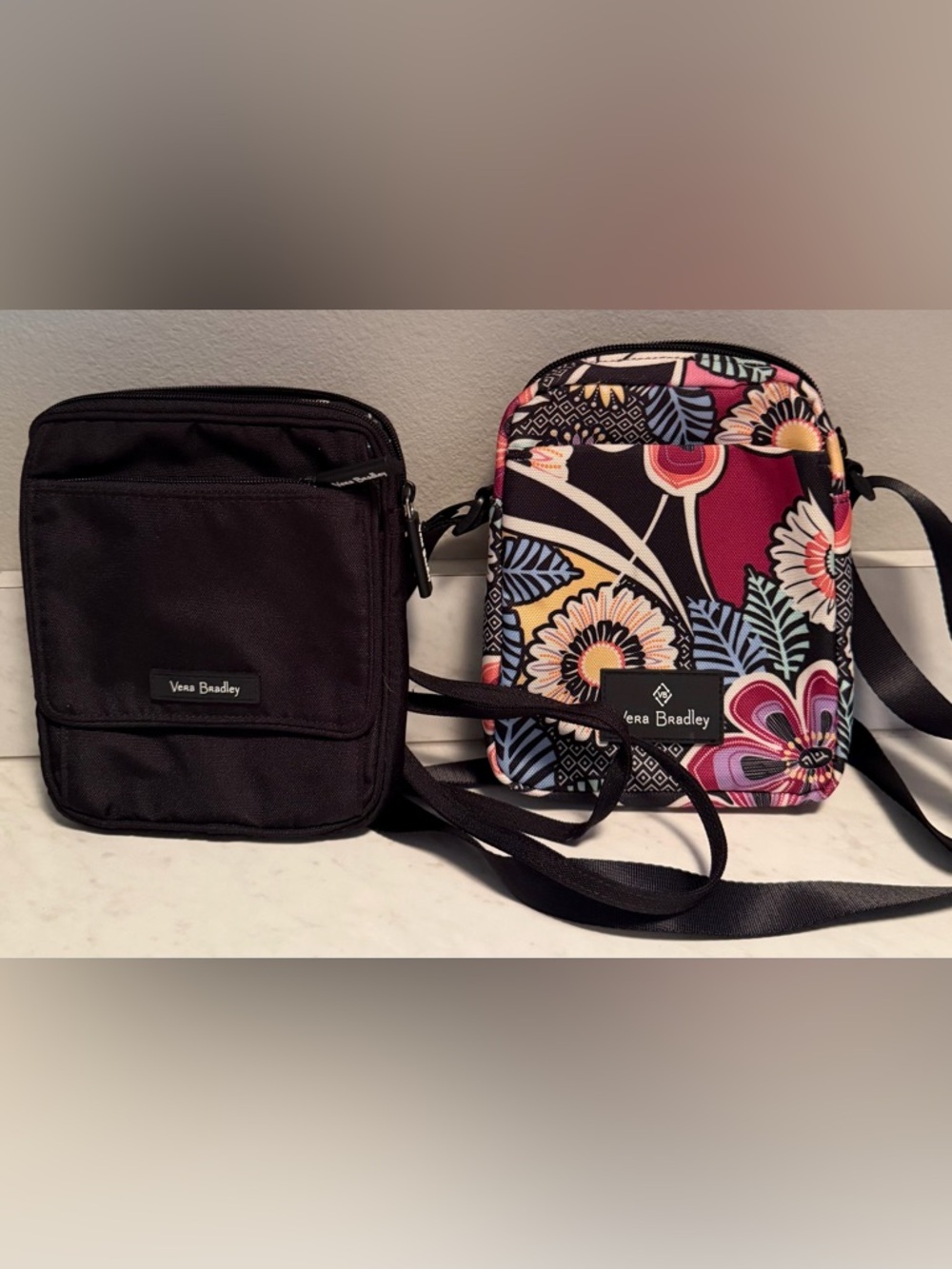 Vera Bradley Floral & Black Crossbody Set (2 Bags)